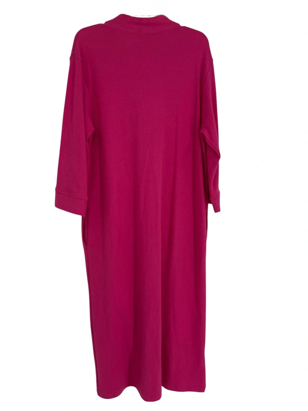 Shadowline Women's Robe Size M Pink Zip Front Waffle Knit V-neck Long Sleeves